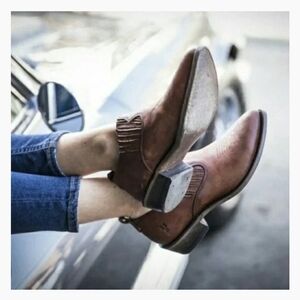 Frye Dark Brown Western Ankle Boots